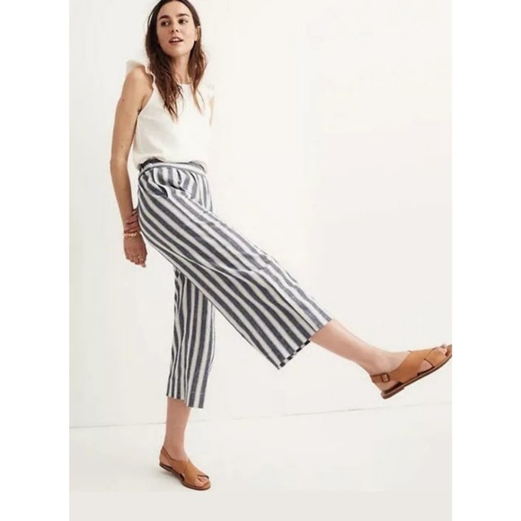 Madewell Pants - Madewell Huston Pull On Crop Pants Linen Wide Leg